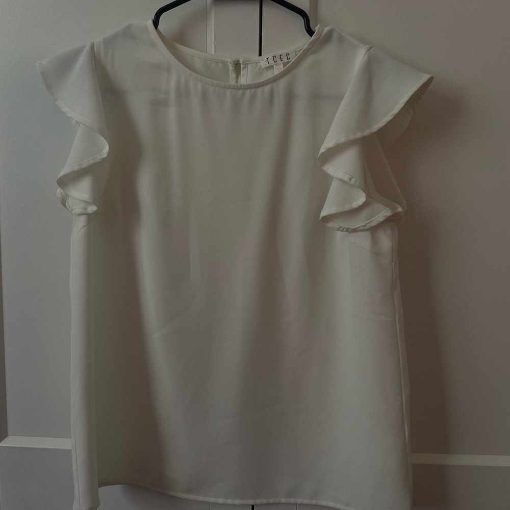 TCEC White Ruffle Sleeve Top - Picture 4 of 6